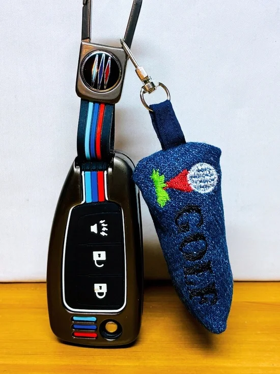 【B-22】Golf Key Chain / Putter Head Cover Holder Blade Shape Handmade by Shizu