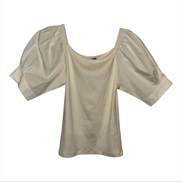 EUC J. Crew Elegant White Puff Sleeve Top