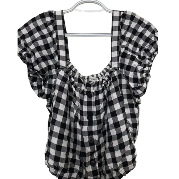 EUC Madewell Black and White Checkered Blouse