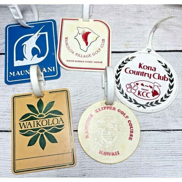 Vintage Golf Bag Tag Lot of 5 Hawaii Kona Mauna Lani Waikoloa Kaneohe Klipper