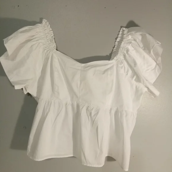 Old Navy White Puff‎ Sleeve Blouse 4X 👠