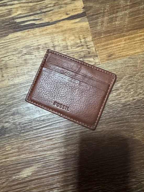 Fossil Tan Leather Slim Card Holder