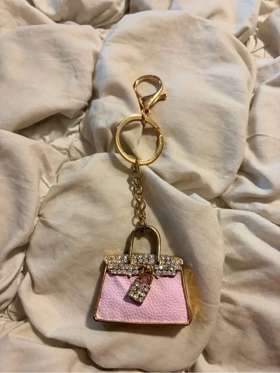 Free People Pink Faux Leather & Crystal Handbag Bag Charm