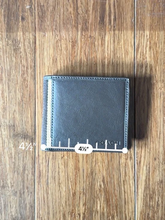 Unused Coach Men's Leather Bifold Wallet in Charcoal Gray
