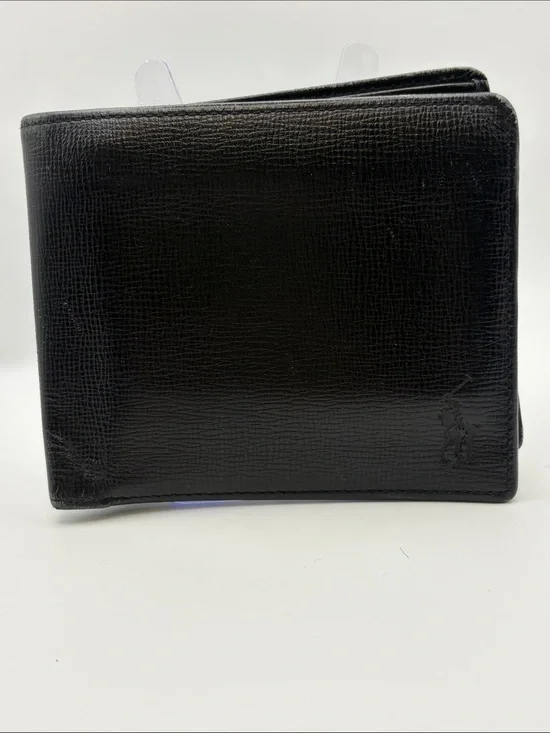 Black Leather Ralph Lauren Polo Men's Bi-Fold Wallet
