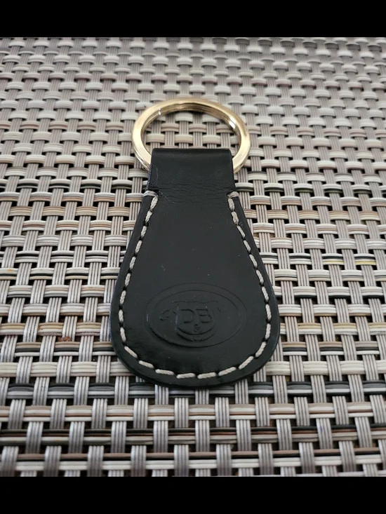 Dooney & Bourke Black Leather Key Holder with Contrast Stitching