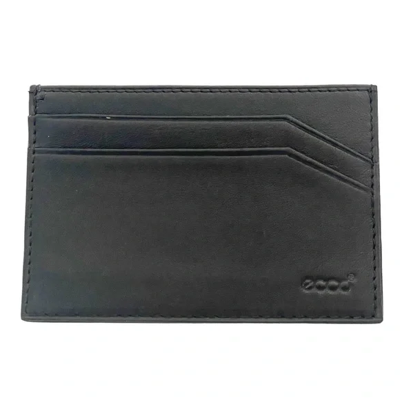 ECCO Black Leather Multi Card‎ Holder WALLET FORMAL CASE NEW