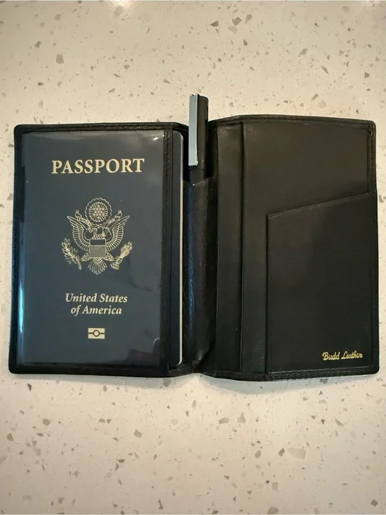 Budd Leather Passport Holder with Pen Slot