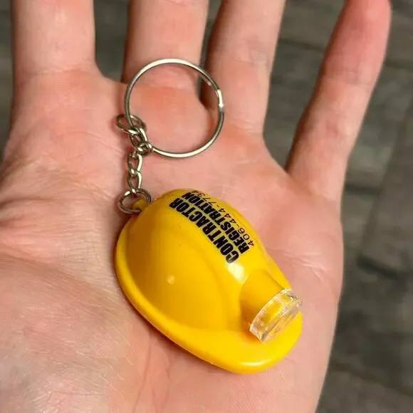 Vintage Mini Construction Helmet Light Keychain