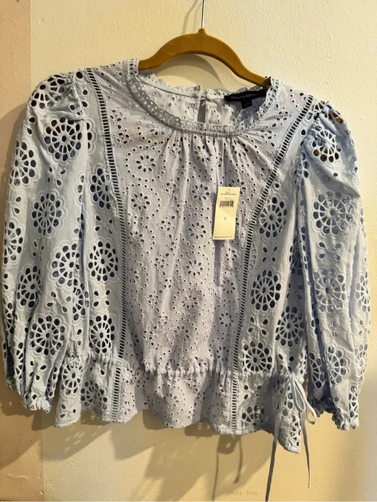 Banana Republic Light Blue Eyelet Peasant Blouse