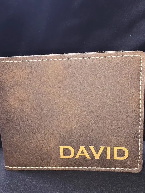 Personalized Brown Leather Bifold Wallet with DAVID Name