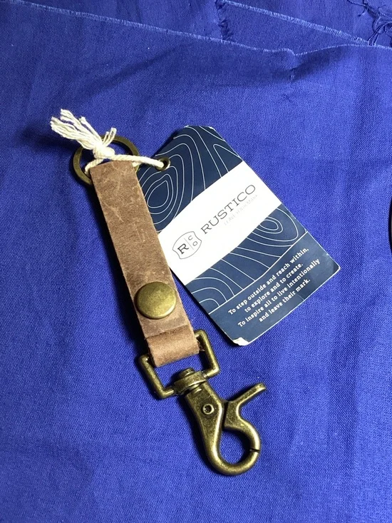 Rustico Brown Leather Key Fob with Brass Hardware