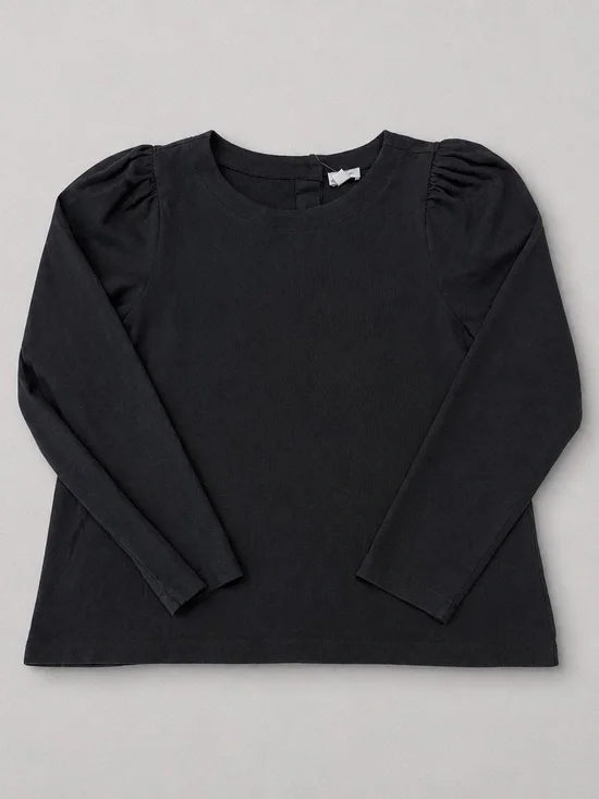 J. Crew ladies Black Long Sleeve Puff-Sleeve Tee