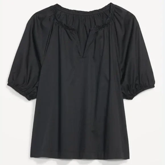 Old Navy puff sleeve Split neck Swing Blouse