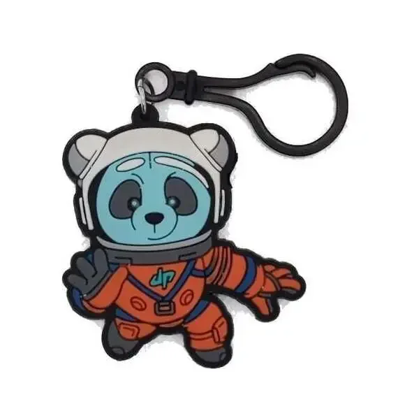Dude Perfect Panda Astronaut Rubber Keychain Backpack Clip MyBooster