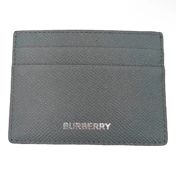 Burberry Sandon Card Case Wallet Embossed Logo Leather Storm Grey *NWT*