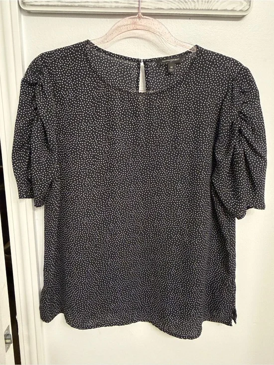 Banana Republic Black and White Polka Dot Puff Sleeve Blouse