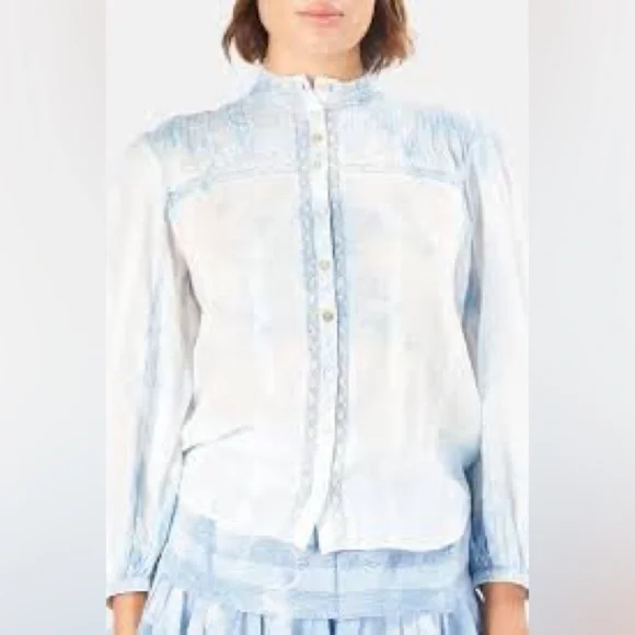 LoveShackFancy Ronda Top Medium | Cotton Lace Ruffle Blouse | Cream Romantic