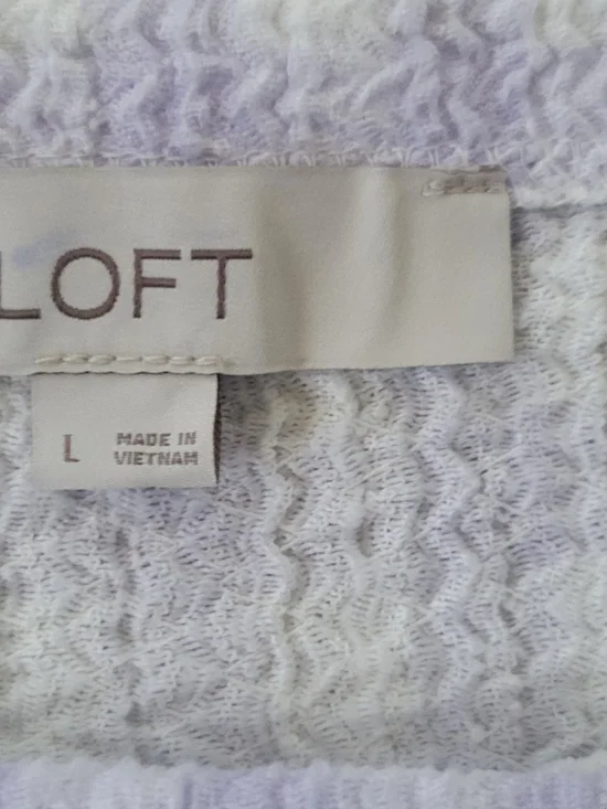LOFT Lilac Gingham Tie Front Puff Sleeve Blouse Size L Cottagecore Coquette