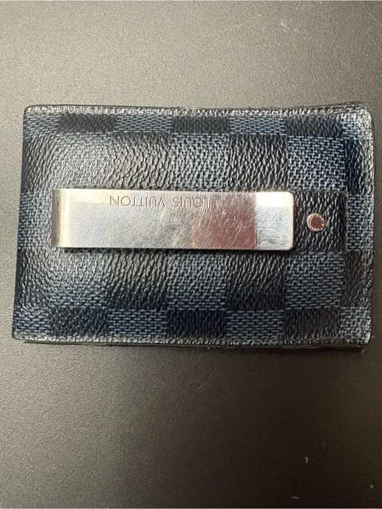 Louis Vuitton Blue Damier Graphite Money Clip Card Case