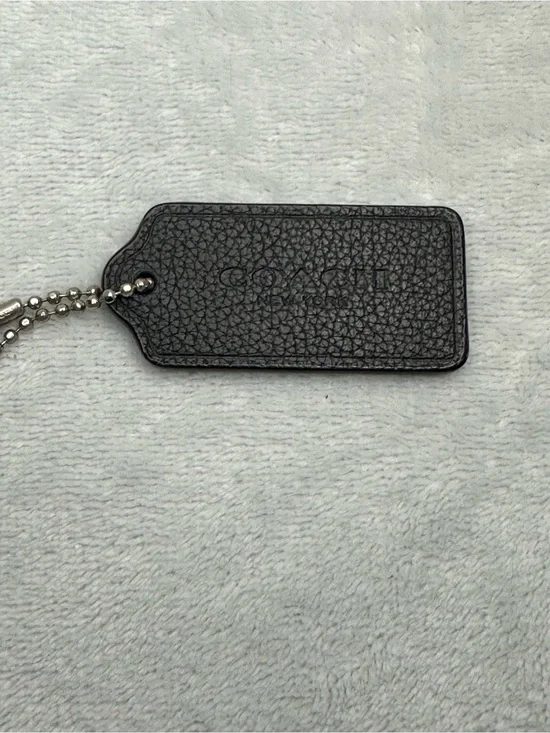 Coach Black Pebbled Leather Hang Tag Bag Charm Keychain Replacement