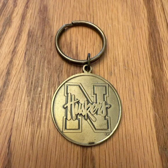 Metal Double Sided Nebraska Huskers Keychain