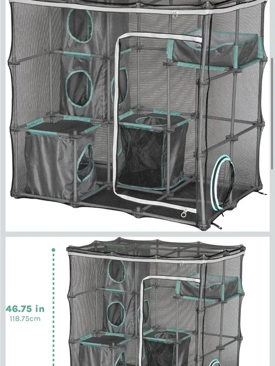 Catio Mesh Play & Storage Cubby in Teal and Black - Brand Unspecified