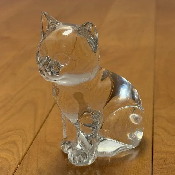 Princess House Clear Crystal Cat Figurine Sitting Glass Kitty Paperweight 3.75