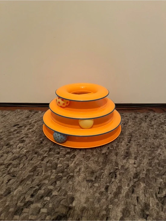Orange Stackable Cat Toy with Rolling Balls