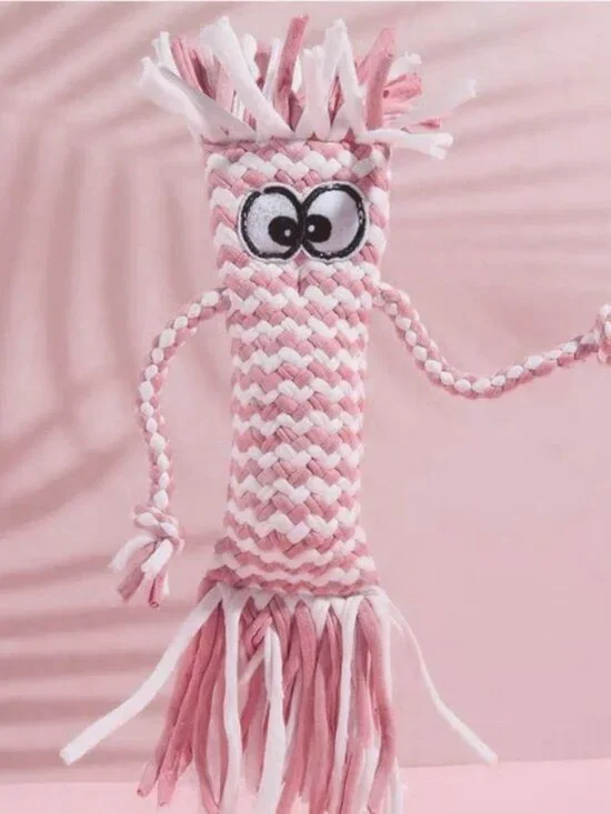 Bella Jaxony Soft Pink Fringed Squeaky Funny Character Three Toy Gift Packaged