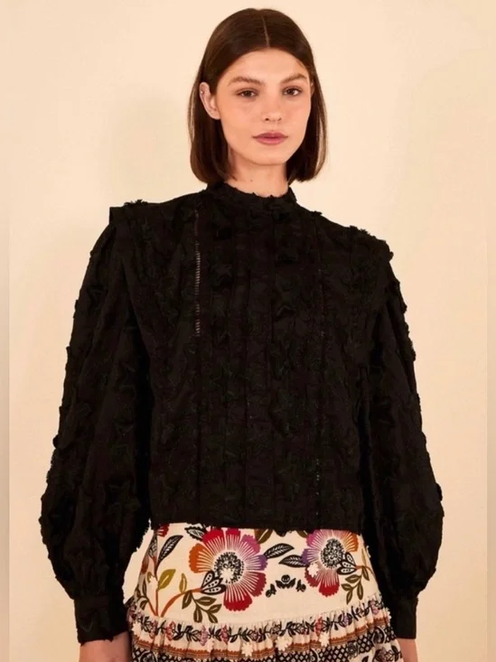 Farm Rio Black 3D Star Blouse