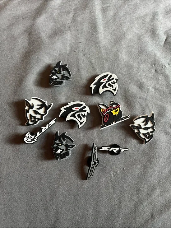 SRT Hellcat Rubber Pin Set - Black & White Car Emblems