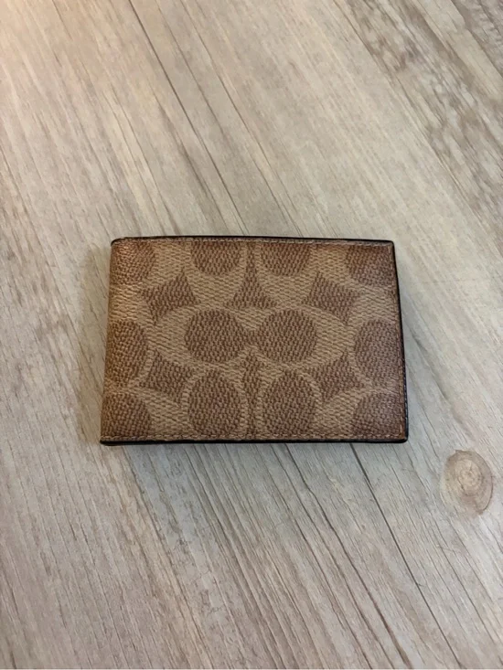 Coach Tan/Brown Signature Canvas Bifold Card Wallet