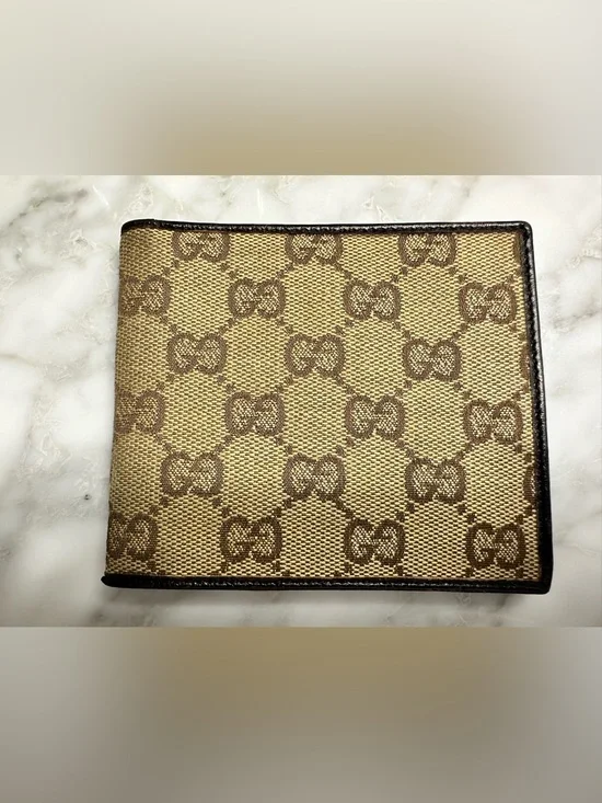 Gucci Beige and Brown GG Canvas Wallet