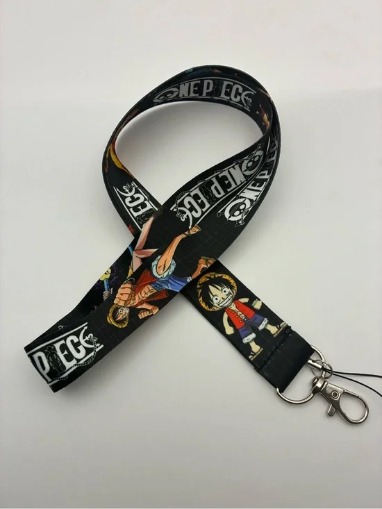 Onepiece Black Anime Character Lanyard with Yellow and Red Accents