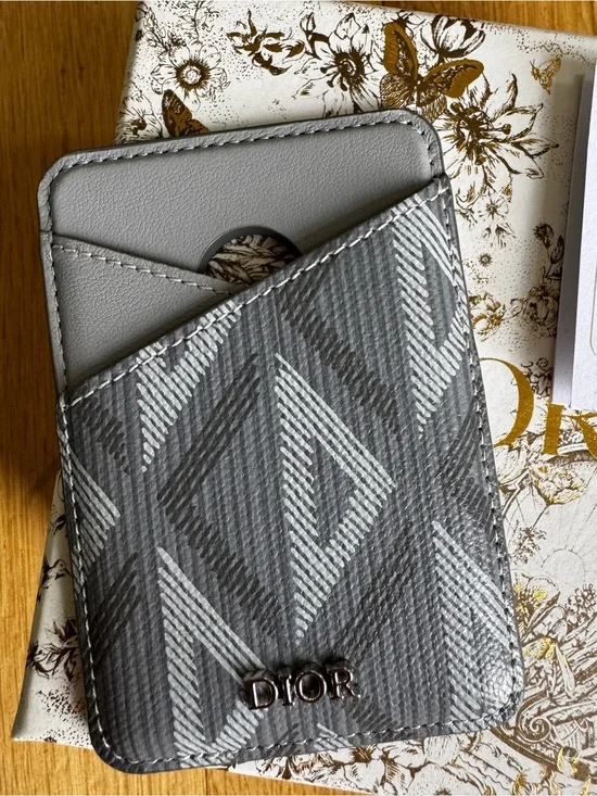 Dior Gray Leather Card Sleeve with Cutout