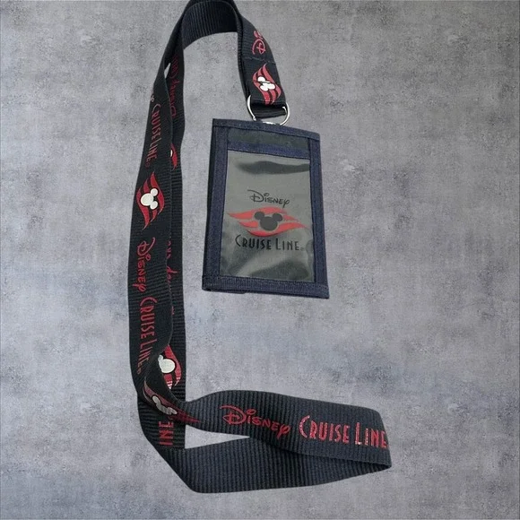 Disney Cruise Line Lanyard ID Holder Unisex Navy Blue Mickey Logo Trifold
