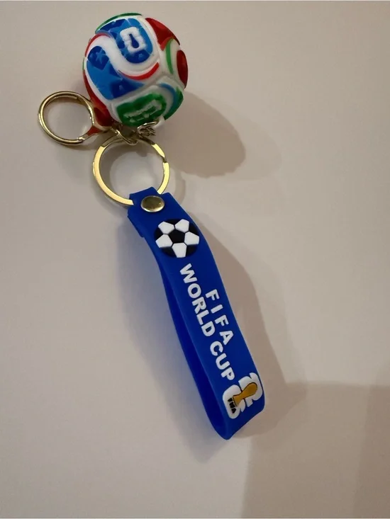 FIFA World Cup Blue Silicone Keychain with Multicolor Ball Charm