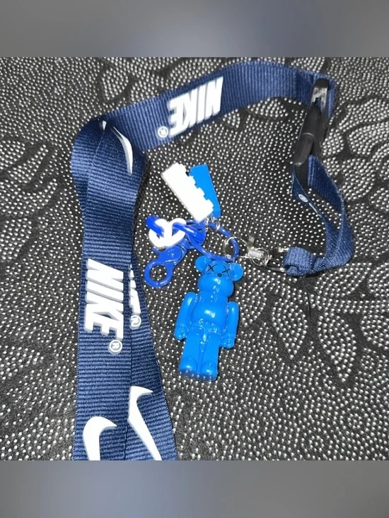 Nike Navy Lanyard with Bright Blue Bear Charm