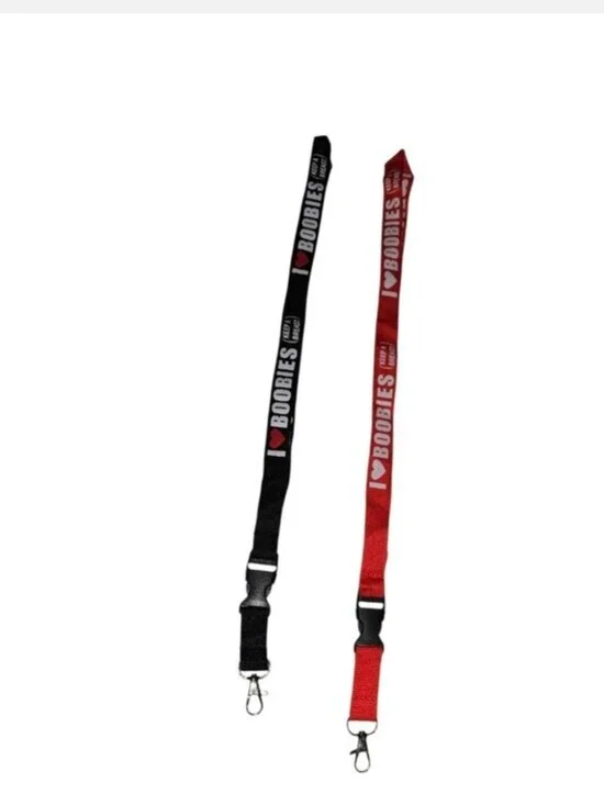 #08 I ♥ Boobies Orange & Black Lanyard Set Of 3