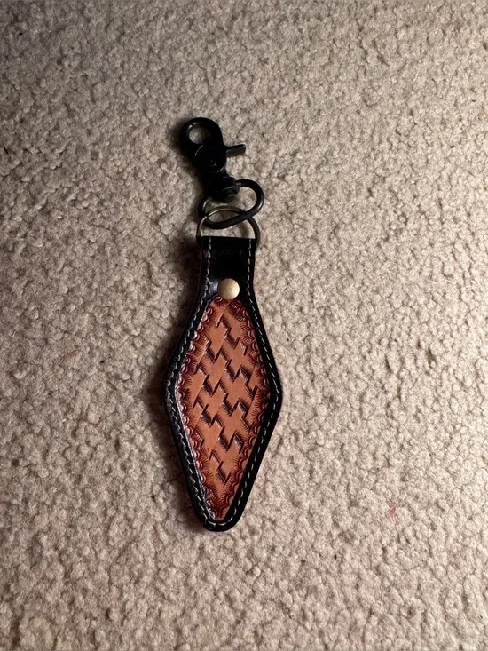 Leather Keychain Fob in Brown and Black