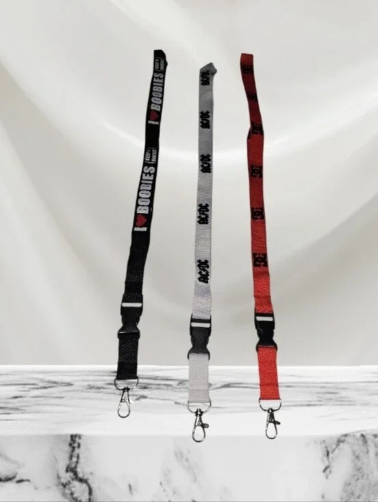 #15 I ♥ Boobies Black/Gray/Red Lanyard Key & Card Holder - Unbranded