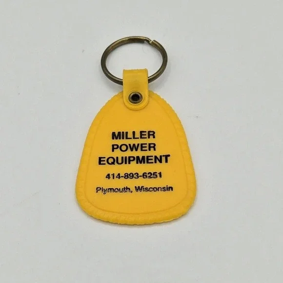 Vintage Miller Power Equipment Plymouth, WI Advertising Keychain‎ Key Fob yellow