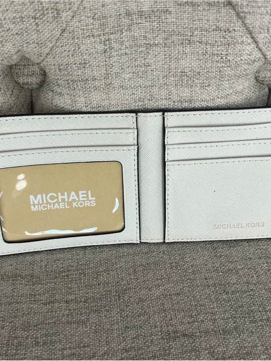 Michael Kors Men's White Saffiano Leather Bifold Card Holder Wallet