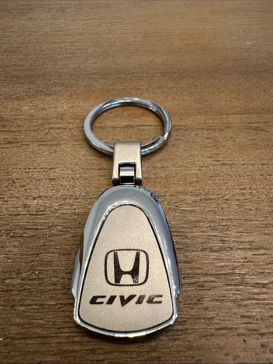 Civic Silver Metal Keychain - Honda Branded Car Accessory