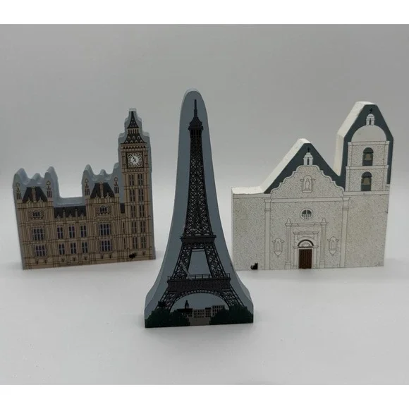 Cat's Meow‎ Big Ben Eiffel Tower California Mission Wood Set