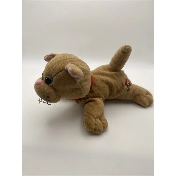 Tonka Pound Purries Plush Cat – Vintage 1990s – Orange Tabby – Red Collar