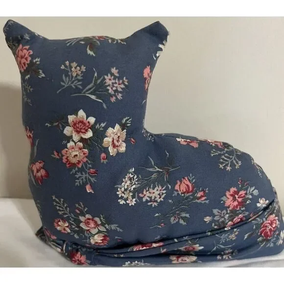 Blue Floral‎ Handmade Stuffed  Cat