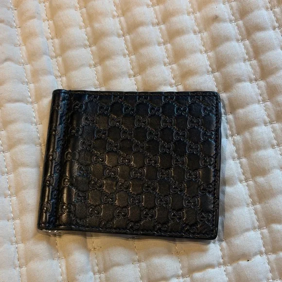 Gucci Black Embossed Leather Money Clip