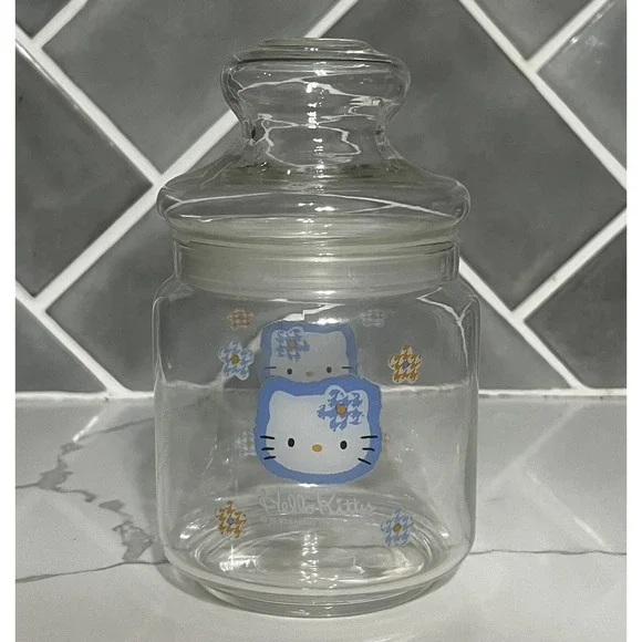 Blue HELLO KITTY Vintage 1997 SANRIO  Canister/Candy Jar Lid
